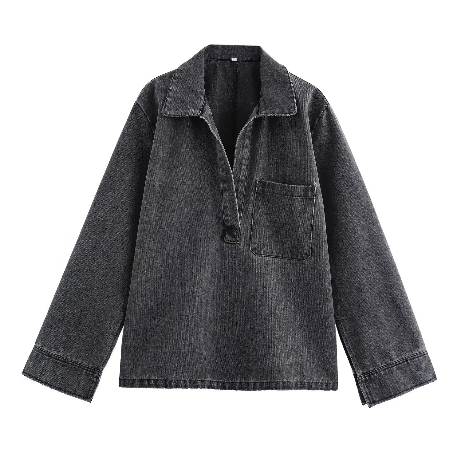 Pullover Collar Pocket Shirt Denim Set Drawstring Casual Pants Jeans Set Light Soft Jean Outfit Women Relaxed Fit Denim Outfit