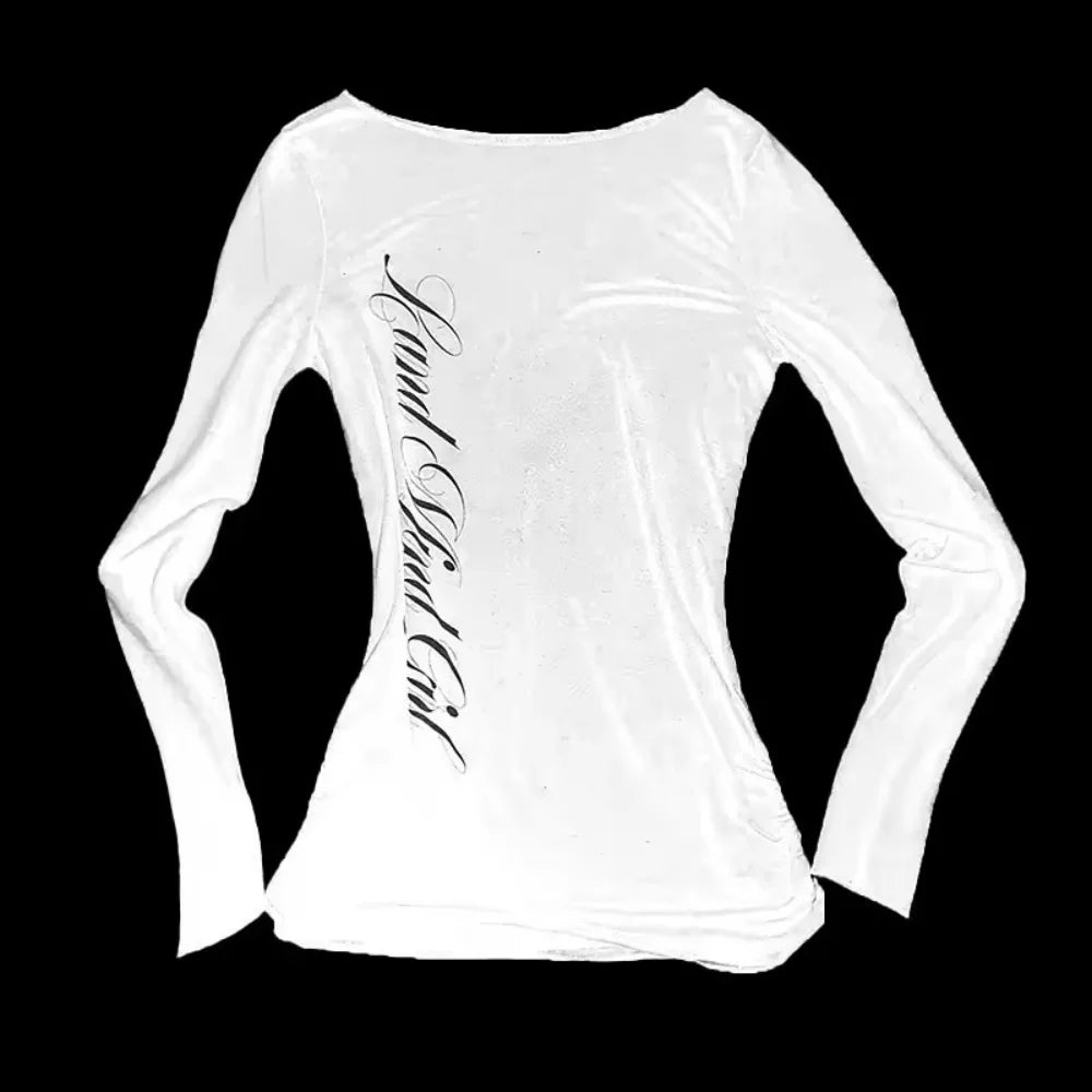 Japanese and Korean Y2K design sense niche women's spring trend best-selling casual long sleeved waist repair T-shirt ins