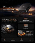 Mini PC with AMD 7 PRO 5875U, 16GB DDR4 512GB M.2 SSD Mini Computer, Mini Gaming PC with USB Type-C, Desktop Computer Supports