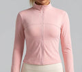 New Women Light pink Yoga Coat Quick Dry Athletic Jacket with Zip Slim Fit Stand Up Collar Fitness Gym Workouts Outdoor wear