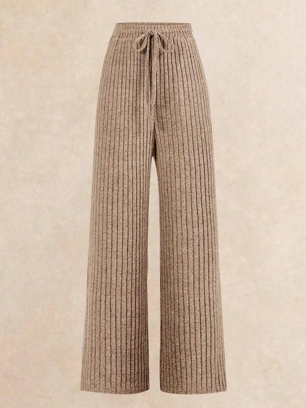 Ribbed 2-Piece Set: Long Sleeve Bodysuit & Wide Leg Pants for Casual Loungewear, Autumn Winter