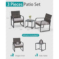 Bezseller 3 Piece Outdoor Patio Furniture Set Patio Bistro Set Wicker Conversation Set Modern Rattan Chair with Glass Coffee Ta