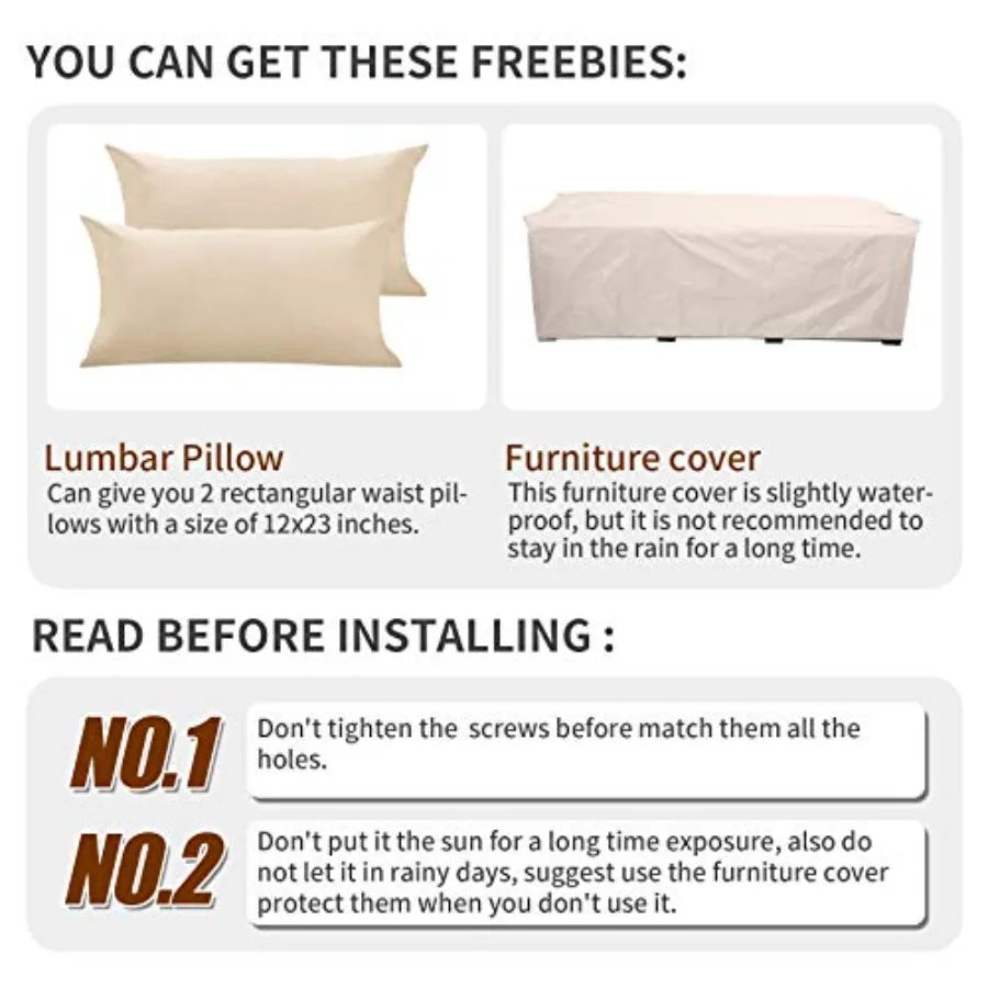 Patio Couch PE Wicker 3-Seat Outdoor Brown Rattan Sofa Deep Seating Furniture with Non-Slip Beige Cushion