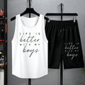 Life Is Better With My Boys Print Male Summer Loose Basic Short Suit Street Jogging Sportpant Simple All-Match Vest Soft Shorts