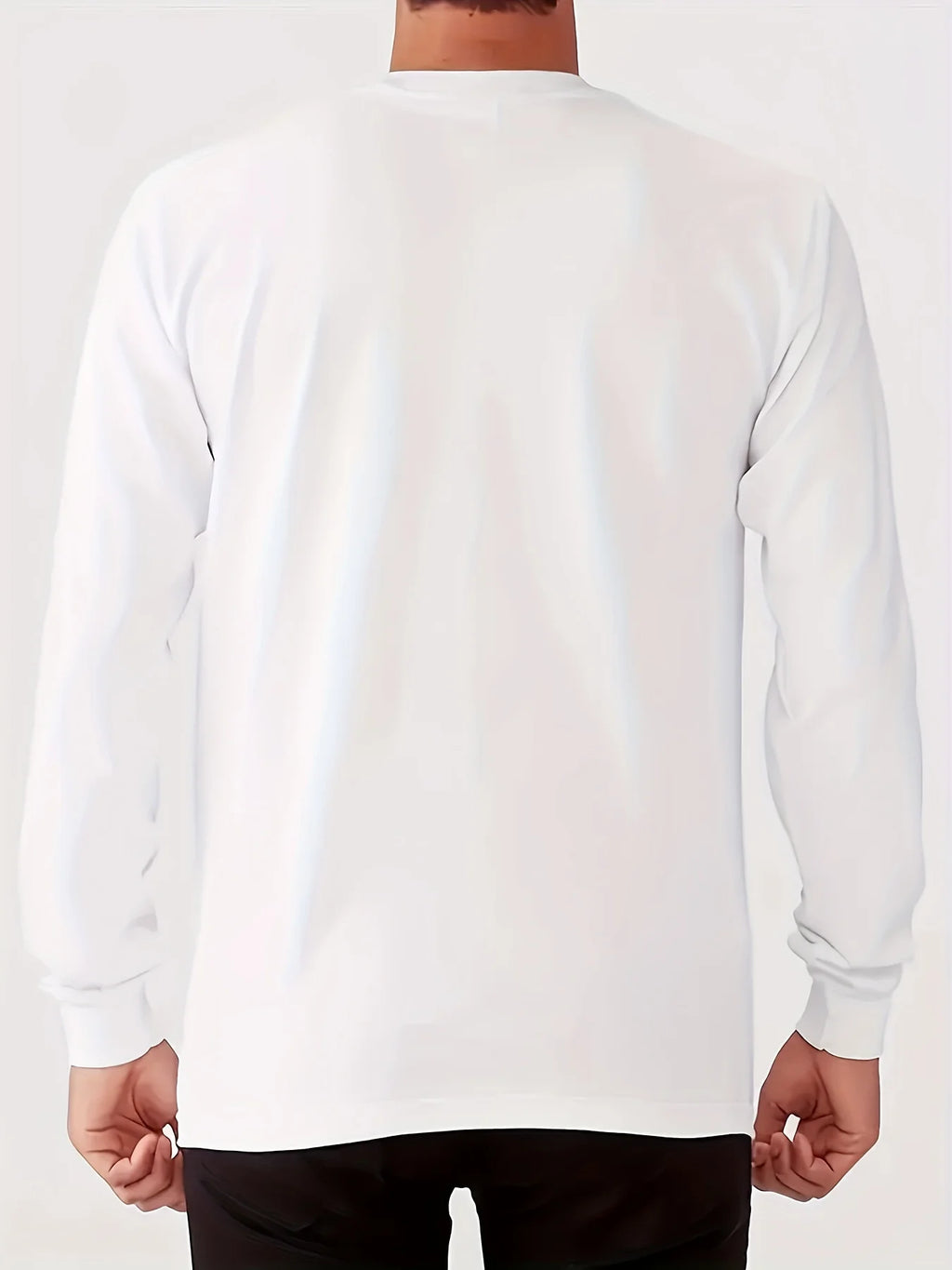100% pure cotton men's long sleeved round neck loose smiling face pattern printed spring and autumn casual versatile T-shirt top