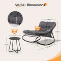 VINGLI Rocking Patio Chairs Set of 2 with Side Table Heavy Duty 400 LBS Capacity Padded Outdoor Indoor Rockers Grey