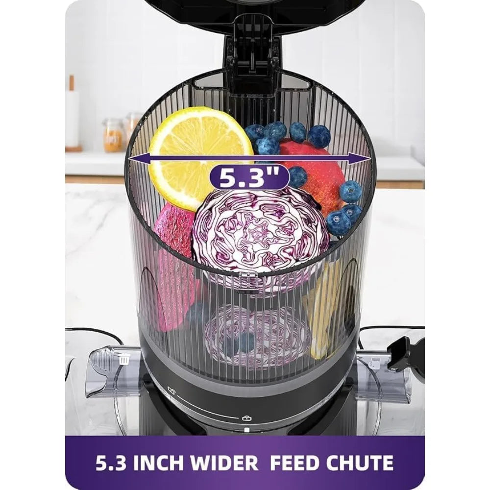 Juicer Machines, 5.3" Wide Chute for Whole Fruit and Vegetable,1.8L Auto-Feed Time-Saver, Slow Masticating High Yield