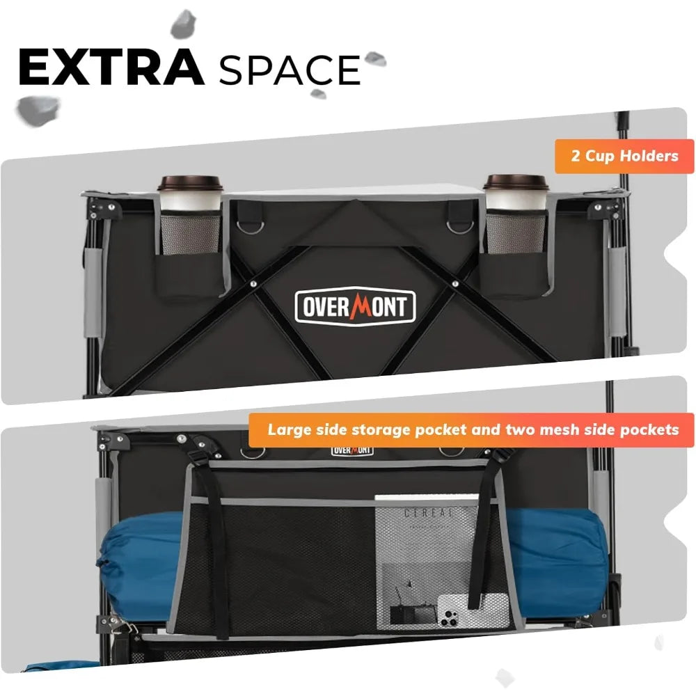 400L Foldable Double Decker Wagon - Large Capacity Collapsible Wagon Cart- 47" Extra Long Extender - All-Terrain Big Wheels