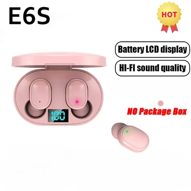 E6S Air Pro Fone Bluetooth Earphones Wireless Headphones LED Display Noise Cancelling Earbuds by Mic Wireless Bluetooth Headset