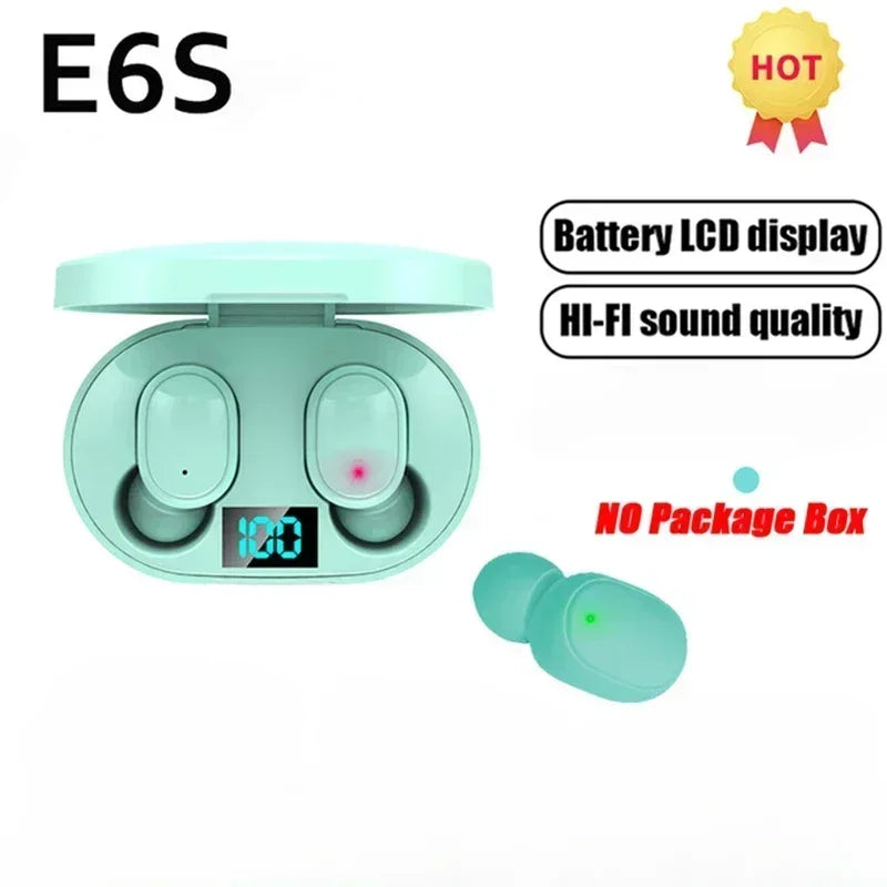 E6S Air Pro Fone Bluetooth Earphones Wireless Headphones LED Display Noise Cancelling Earbuds by Mic Wireless Bluetooth Headset