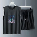 Summer Mens Casual Basketball Outfit 2 Piece Breathable Short Sleeve Tshirt and Jogging Shorts Set Street Sportwear for Men Thin