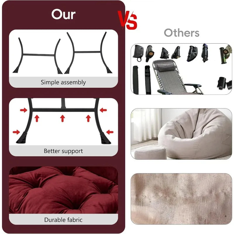 Lazy Chair With Folding Ottoman Modern Large Accent Chair,Contemporary Lounge Leisure Sofa Chair With Armrests Upholstered Sofa