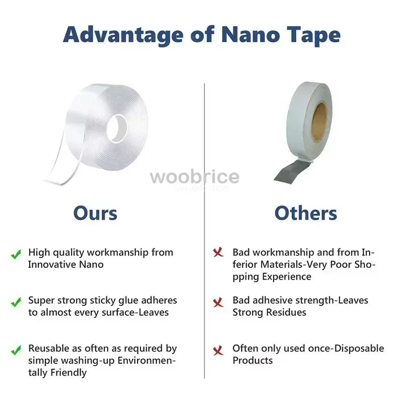 20/30/50mm Width Nano Tape 1-10m Extra Strong Double-sided Adhesive Tape Removable Waterproof Mounting Tape for Walls Poster